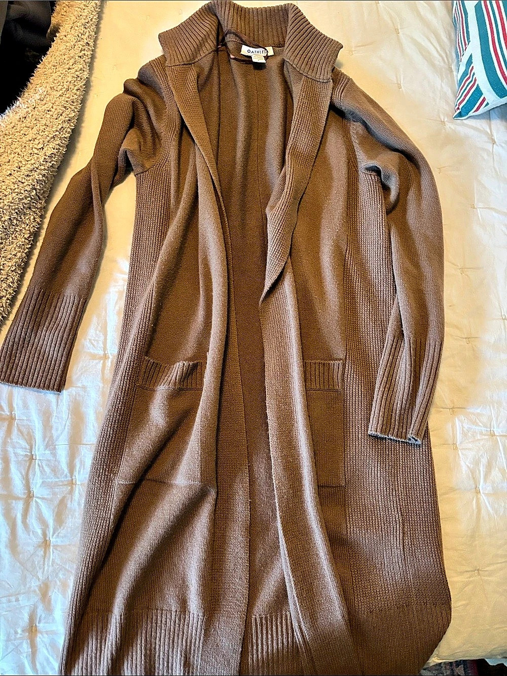 Athleta Spirit Wool Cashmere II Wrap Cardigan Brown Small